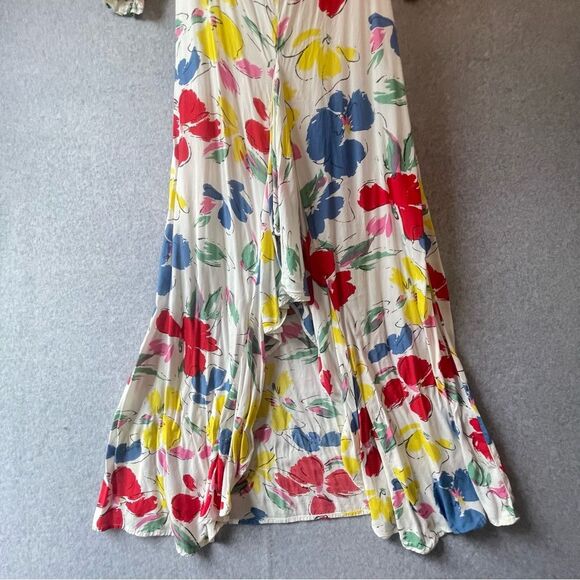 RIXO Red and Yellow Mock Neck Sundress with Puff Sleeves Y2k sz. 4 - Picture 7 of 16